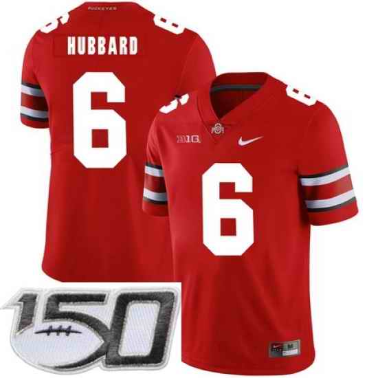 Ohio State Buckeyes 6 Sam Hubbard Red Nike College Football Stitched 150th Anniversary Patch Jersey